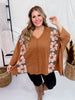 Mocha Flower Patch Drop Shoulder Top - Whiskey Skies - BLUEVELVET