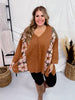 Mocha Flower Patch Drop Shoulder Top - Whiskey Skies - BLUEVELVET