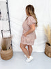 Mocha Gingham Print Puff Short Sleeve Romper - Whiskey Skies - JADE BY JANE