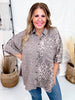 Mocha Leopard Print Button Down Top W/ High Low Hem - Whiskey Skies - DAVI & DANI