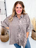 Mocha Leopard Print Button Down Top W/ High Low Hem - Whiskey Skies - DAVI & DANI