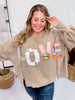 Mocha Love Patch Terry Knit Pullover - Whiskey Skies - EASEL