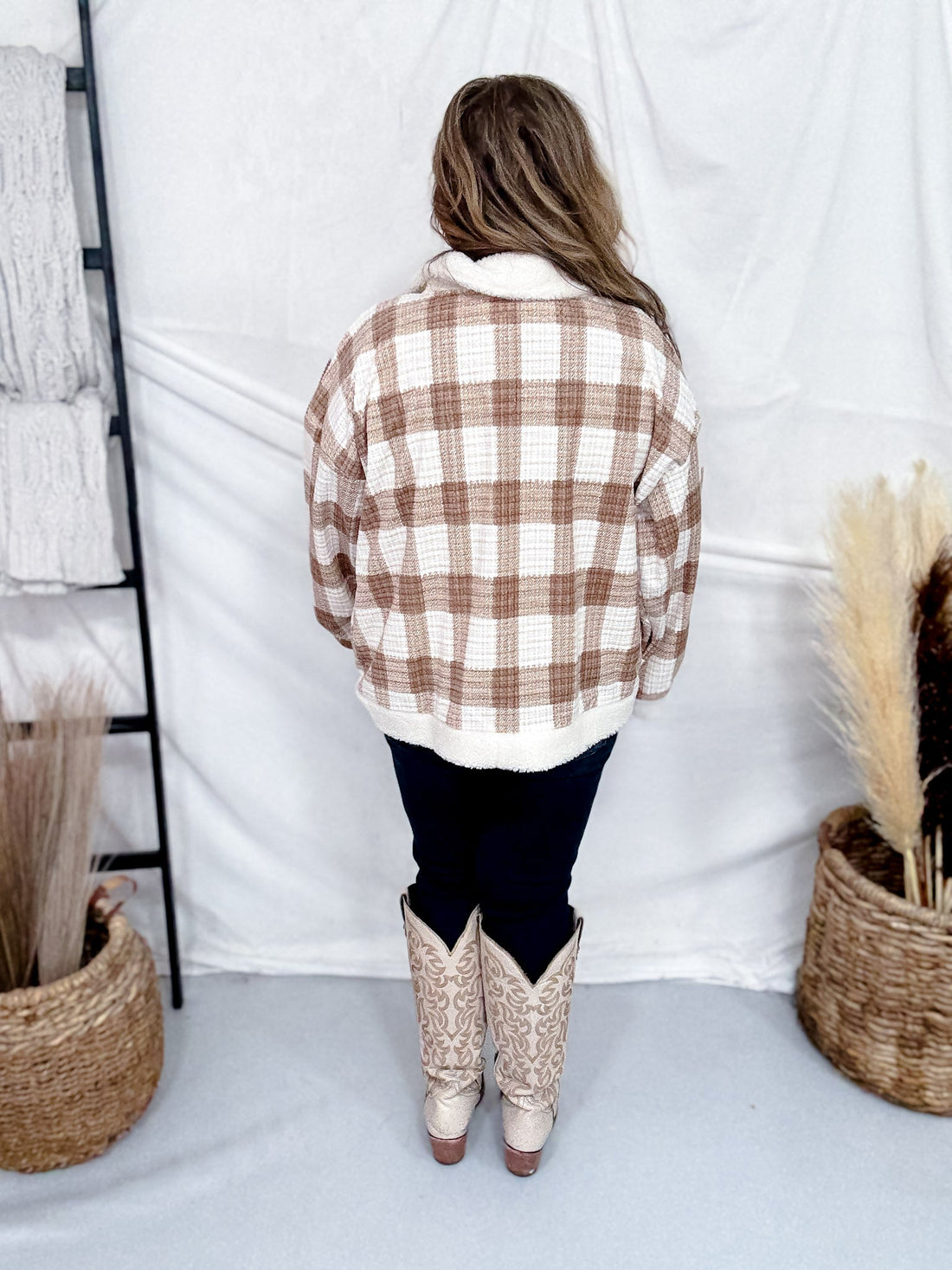 Mocha Plaid Sherpa Jacket - Whiskey Skies - ODDI
