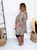 Mocha Ruffled Hem Cardigan With Star Patch Back - Whiskey Skies - EASEL