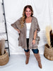 Mocha Ruffled Hem Cardigan With Star Patch Back - Whiskey Skies - EASEL