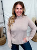Mocha Shimmer Mock Neck Sweater With Long Sleeves - Whiskey Skies - ENTRO
