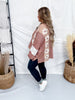 Mocha Waffle Knit Sweatshirt With Floral Lace Panels - Whiskey Skies - DAVI & DANI