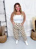 Mocha & White Checkered Barrel Leg Pants - Whiskey Skies - ODDI