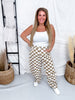 Mocha & White Checkered Barrel Leg Pants - Whiskey Skies - ODDI