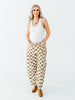 Mocha & White Checkered Barrel Leg Pants - Whiskey Skies - ODDI