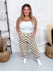 Mocha & White Checkered Barrel Leg Pants - Whiskey Skies - ODDI