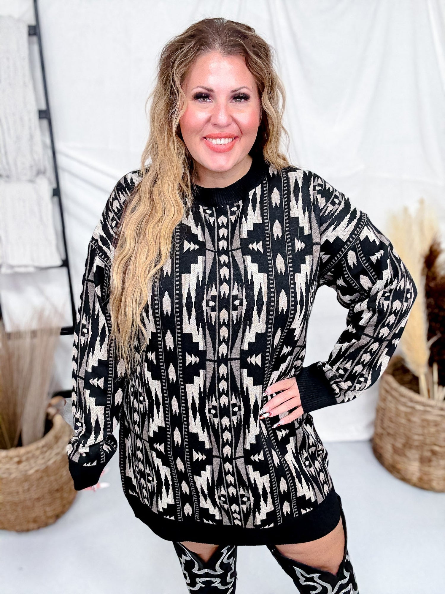 Montana Aztec Sweater Dress Final Sale Montana Aztec Sweater Dress Final Sale