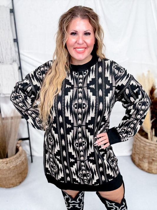 Montana Aztec Sweater Dress - Whiskey Skies - STERLING KREEK