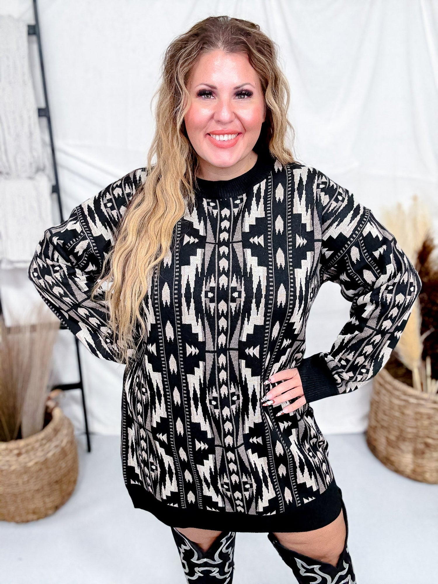Montana Aztec Sweater Dress Final Sale Montana Aztec Sweater Dress Final Sale