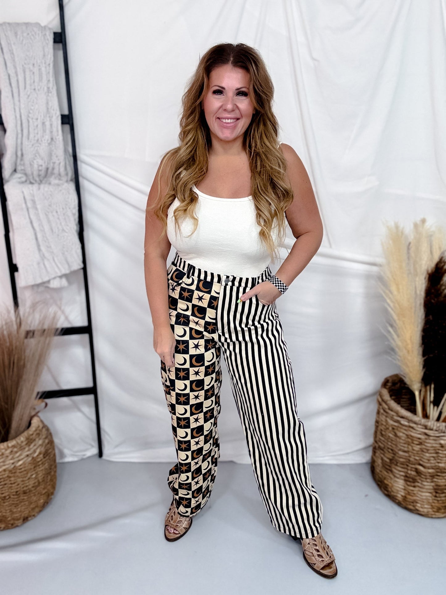 Moons Stars & Stripes Wide Leg Pants - Whiskey Skies - JADE BY JANE