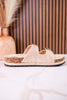"Morgana" Dual Strap Tooled Faux Leather Sandals In Cream - Whiskey Skies - NAUGHTY MONKEY