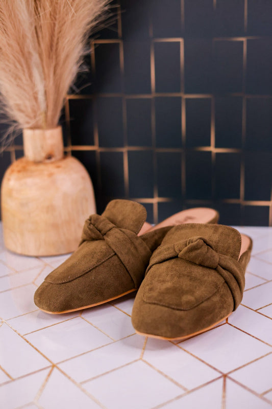 Moss Colored Faux Suede Slip on Shoes - Whiskey Skies - CORKYS FOOTWEAR