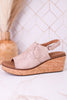 "Most Wanted" Beige Crinkle Wedges - Whiskey Skies - CORKYS FOOTWEAR