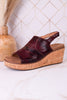 "Most Wanted" Burgundy Crinkle Wedges - Whiskey Skies - CORKYS FOOTWEAR
