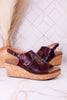 "Most Wanted" Burgundy Crinkle Wedges - Whiskey Skies - CORKYS FOOTWEAR