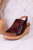 "Most Wanted" Burgundy Crinkle Wedges - Whiskey Skies - CORKYS FOOTWEAR