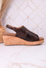"Most Wanted" Espresso Crinkle Wedges - Whiskey Skies - CORKYS FOOTWEAR