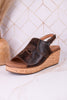 "Most Wanted" Espresso Crinkle Wedges - Whiskey Skies - CORKYS FOOTWEAR