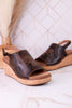 "Most Wanted" Espresso Crinkle Wedges - Whiskey Skies - CORKYS FOOTWEAR