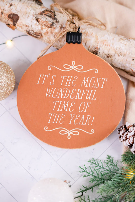 Most Wonderful Time of the Year Wooden Ornament - Whiskey Skies - ADAMS & CO