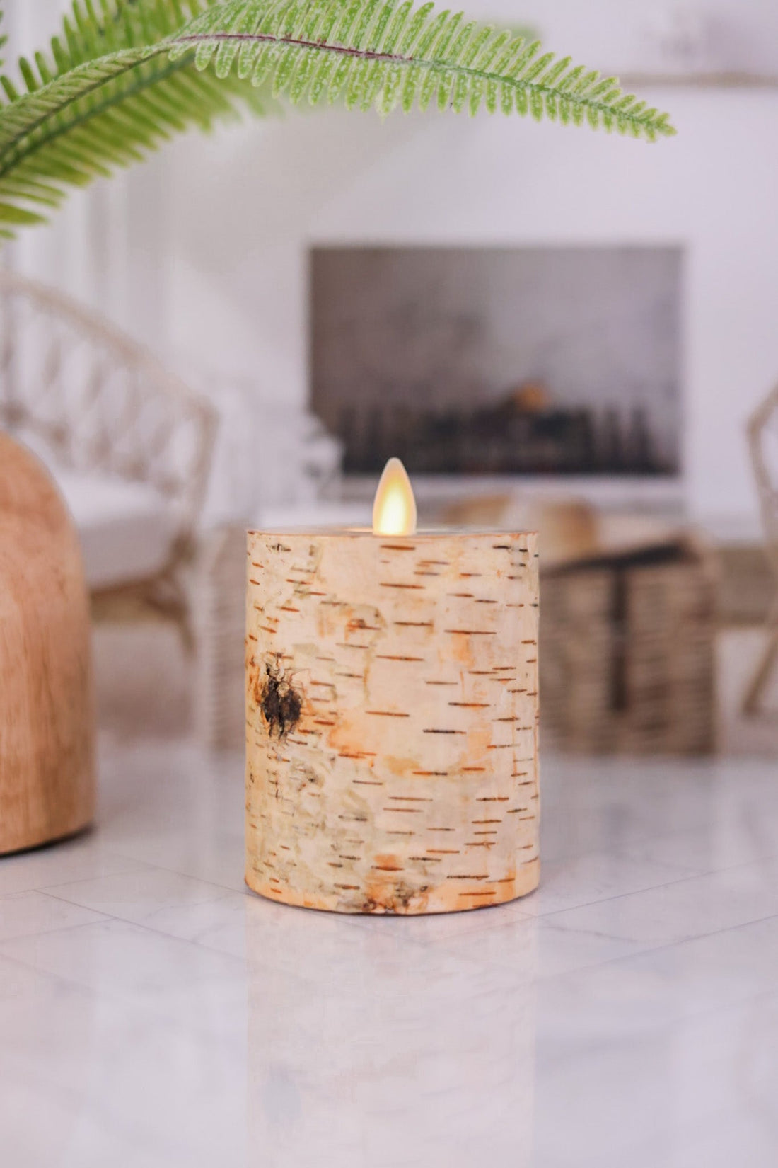 Moving Flame Birch Candle (Small) - Whiskey Skies - RAZ IMPORTS