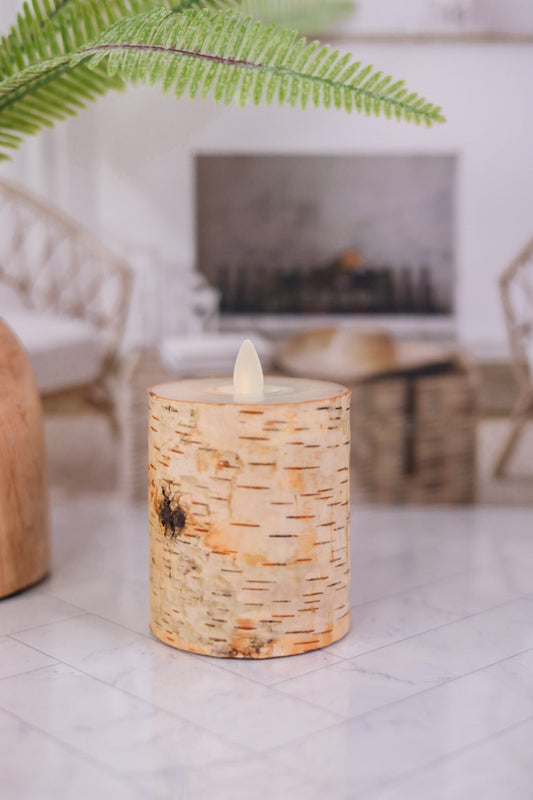 Moving Flame Birch Candle (Small) - Whiskey Skies - RAZ IMPORTS
