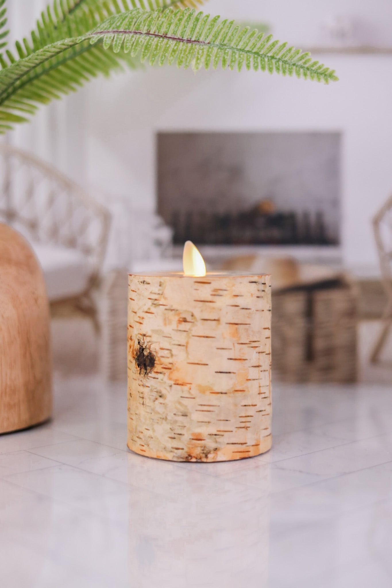 Moving Flame Birch Candle (Small) - Whiskey Skies - RAZ IMPORTS