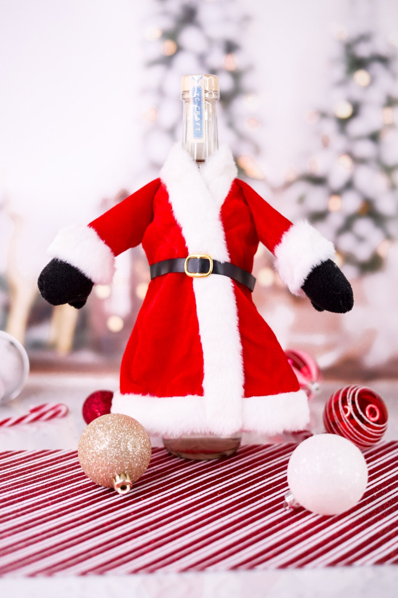 Mrs. Clause Coat Wine Bottle Sweater - Whiskey Skies - HANNA'S HANDIWORKS