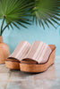 Mugshot Tan and White Striped Wedge Sandals - Whiskey Skies - CORKYS FOOTWEAR