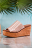 Mugshot Tan and White Striped Wedge Sandals - Whiskey Skies - CORKYS FOOTWEAR