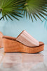 Mugshot Tan and White Striped Wedge Sandals - Whiskey Skies - CORKYS FOOTWEAR