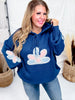 Multi Color Floral Patch Teal Sweater Hoodie - Whiskey Skies - DAVI & DANI