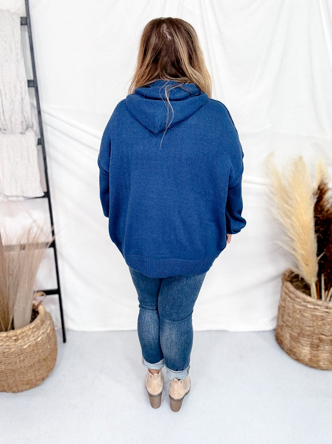 Multi Color Floral Patch Teal Sweater Hoodie - Whiskey Skies - DAVI & DANI