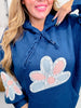 Multi Color Floral Patch Teal Sweater Hoodie - Whiskey Skies - DAVI & DANI