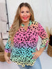 Multi Color Ombre Animal Print Lizzy 3/4 Sleeve Top - Whiskey Skies - DEAR SCARLETT