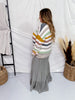 Multi Color Striped Drop Shoulder Sweater - Whiskey Skies - ADORA