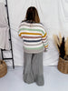 Multi Color Striped Drop Shoulder Sweater - Whiskey Skies - ADORA