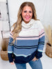 Multi Colored Cowl Neck Sweater With Stripes - Whiskey Skies - ANDREE BY UNIT