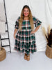 Multi Colored Plaid Tiered Midi Dress - Whiskey Skies - ODDI