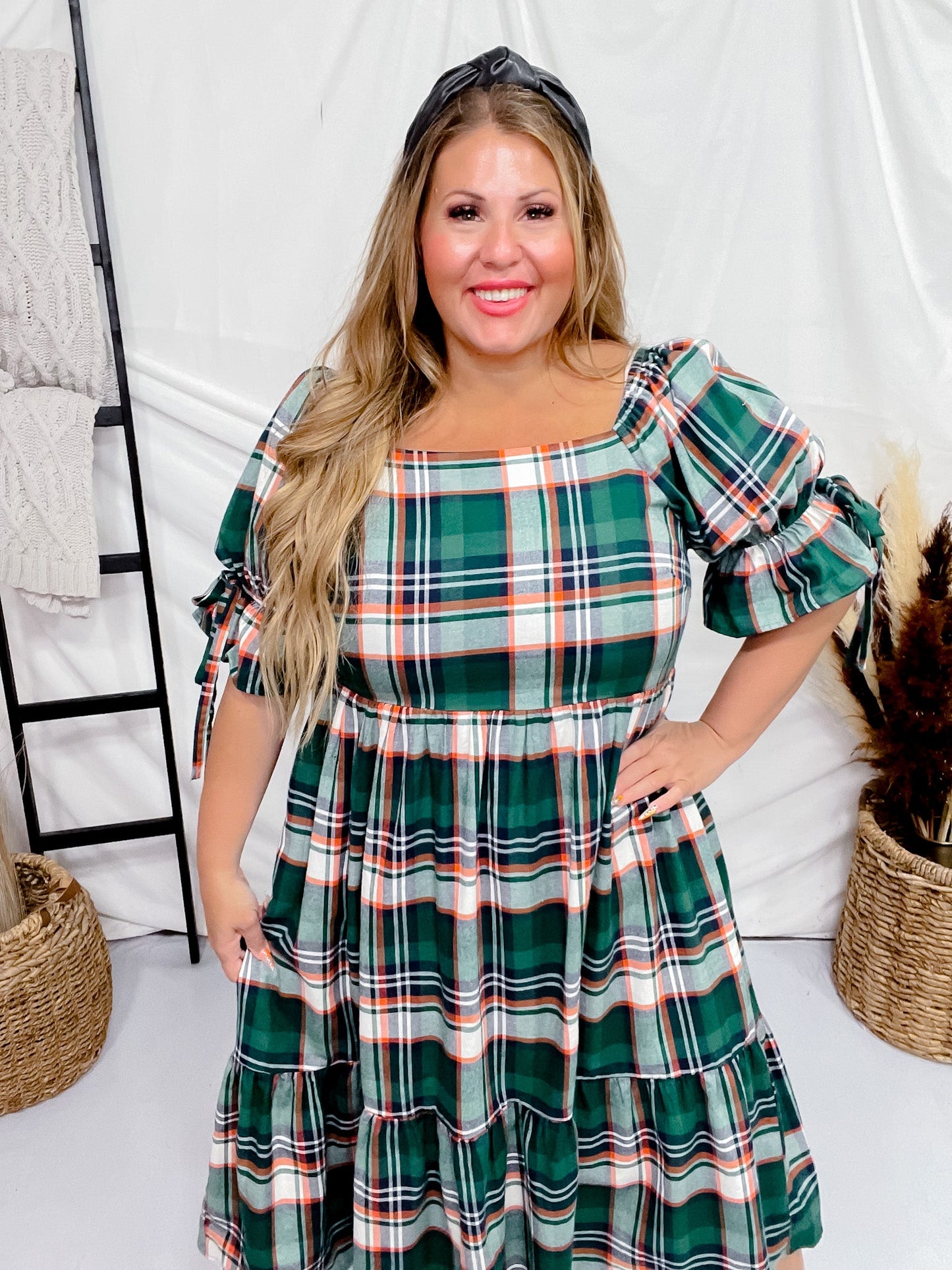 Multi Colored Plaid Tiered Midi Dress - Whiskey Skies - ODDI