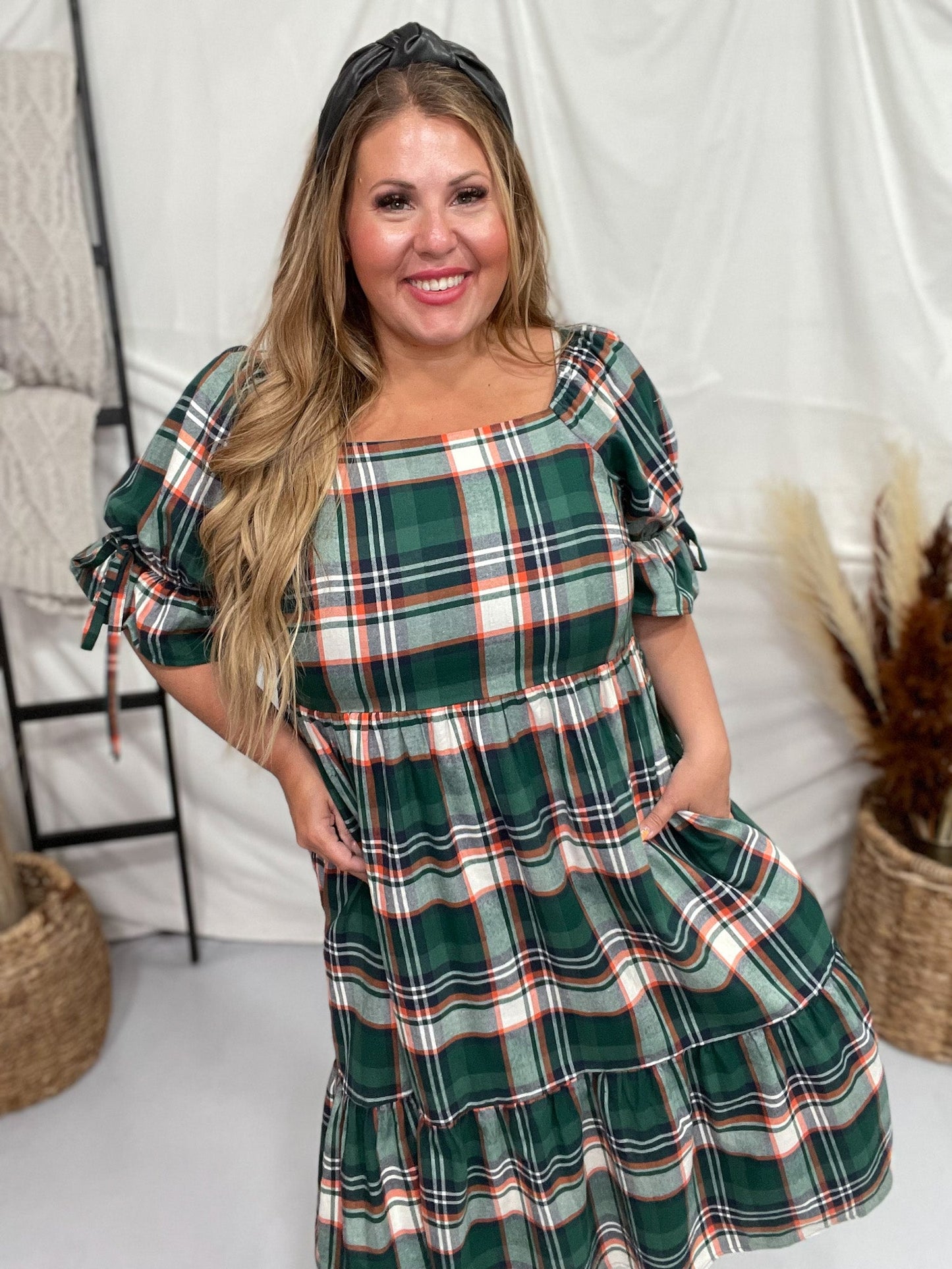 Multi Colored Plaid Tiered Midi Dress - Whiskey Skies - ODDI