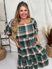 Multi Colored Plaid Tiered Midi Dress - Whiskey Skies - ODDI