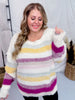 Multi Colored Striped Fuzzy Sweater - Whiskey Skies - GILLI