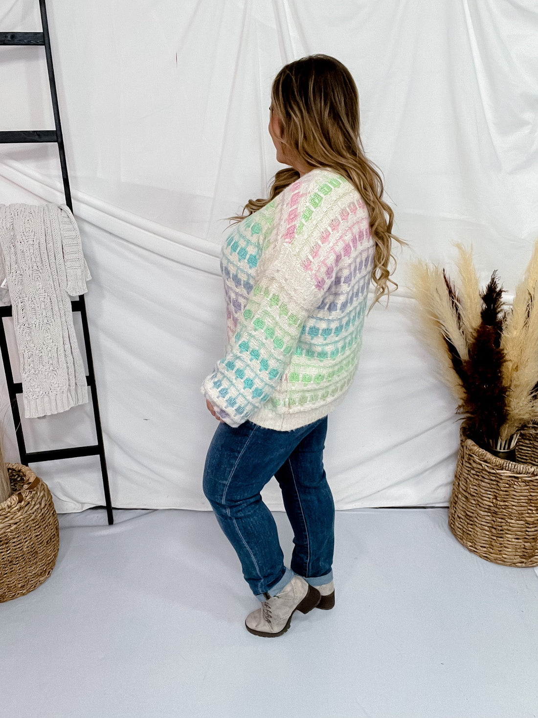 Multi Colored Striped Long Sleeve Sweater - Whiskey Skies - ADORA