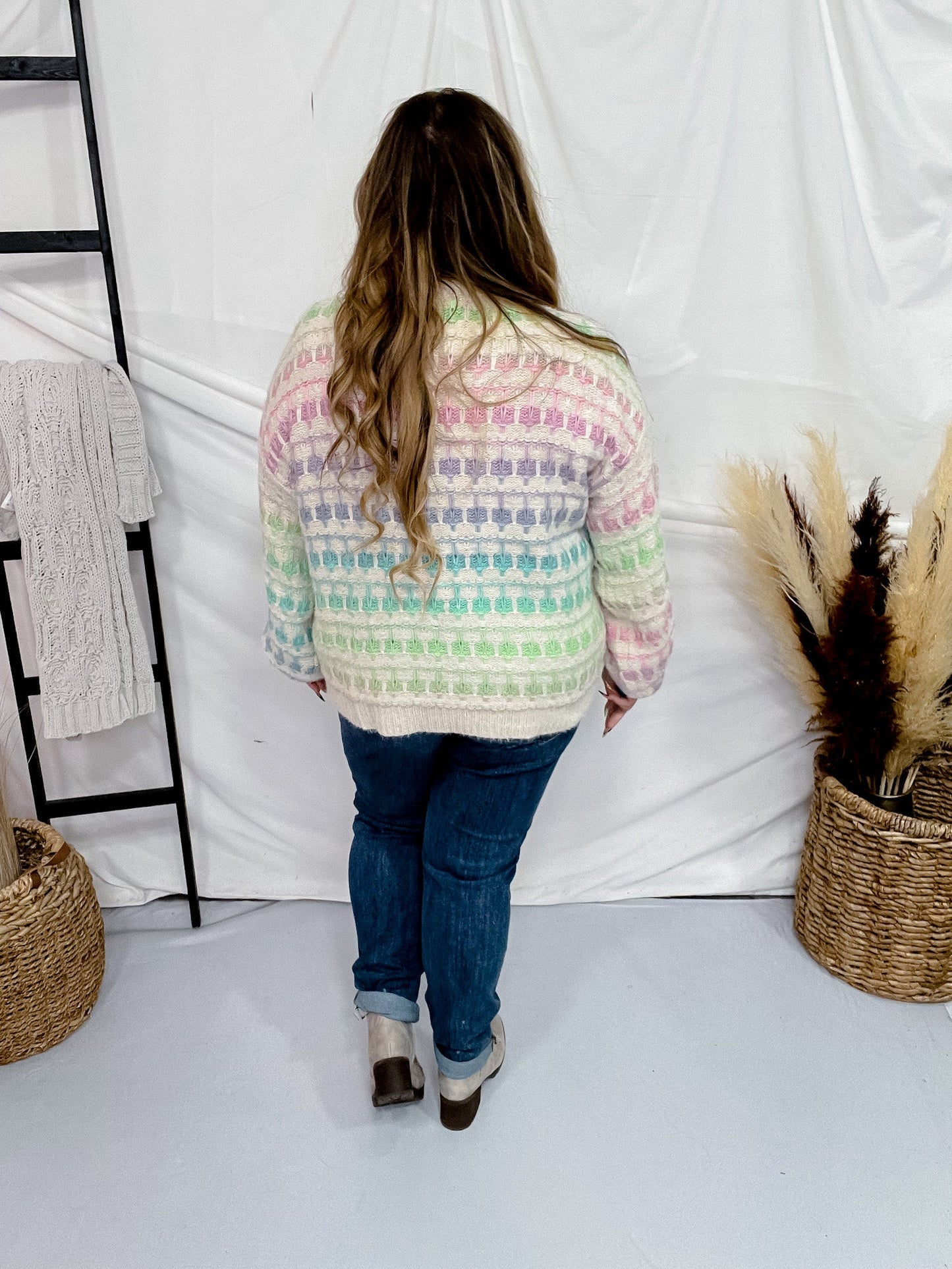 Multi Colored Striped Long Sleeve Sweater - Whiskey Skies - ADORA